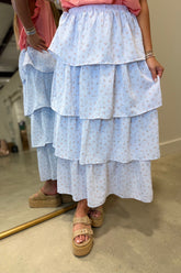 Garden of Ruffles Maxi Skirt Blue