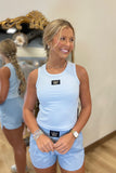 Light Blue Lulu Mac Solid Tank Tops