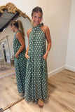 Chloe Polka Dot Halter Dress Olive