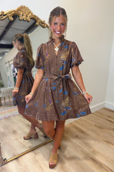 Garden Grove Puff Sleeve Dress Brown