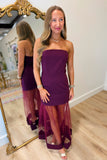 Sheer Elegance Tulle Skirt Dress Maroon
