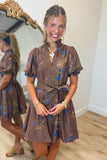 Garden Grove Puff Sleeve Dress Brown