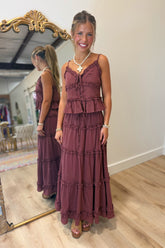 Soft Living Maxi Skirt Set Maroon