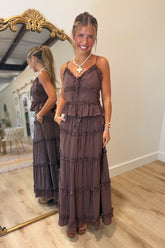 Soft Living Maxi Skirt Set Brown