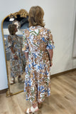 Umgee Floral Mix Print Dress Latte