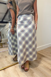 Plaid and Pretty Midi Skirt Brown