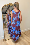 Midnight Garden Floral Skirt Set Maroon