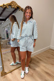 Seventh Inning Striped Short Set Green