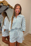 Seventh Inning Striped Short Set Green