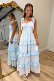 Garden Daydream Smocked Midi Dress Blue