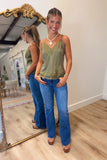Rio Lace Tank Top Olive