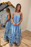 Beach Resort Stripe Dress Blue