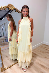 Sun Goddess Halter Neck Maxi Dress