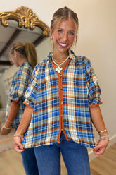 Pumpkin Plaid Blouse Rust