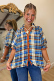 Pumpkin Plaid Blouse Rust
