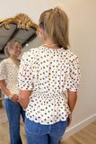 Maple Dot Ruffled Smock Top Cream