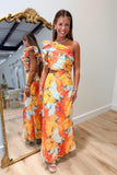 Citrus Crush One Shoulder Cutout Maxi Dress Orange