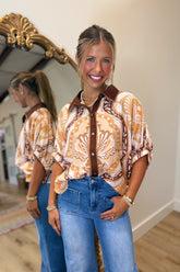 Falling Into a New Season Top Orange