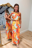 Citrus Crush One Shoulder Cutout Maxi Dress Orange