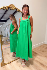 Palm Social Ric Rac Midi Dress Green