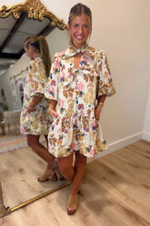 Flowers of Fall Dress Ecru