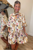 Flowers of Fall Dress Ecru