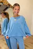 Izzy Mineral Wash Jogger Set Blue
