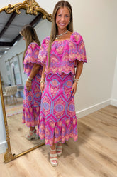 Paradise Eyelet Skirt Set Pink