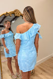 Night to Shine One Shoulder Dress Blue