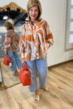 Patchwork Bloom Blouse Orange