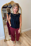 Renuar Wide Cuff Pant Cabernet
