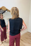 Renuar Self Tie Knit Top Black