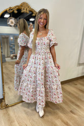 Florals For Fall Dress Ecru