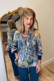 Renuar Long Sleeve Printed Blouse Olive