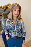 Renuar Long Sleeve Printed Blouse Olive