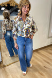 Umgee Abstract Print Top Cream