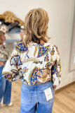 Umgee Abstract Print Top Cream