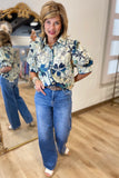 Fall Floral Fashion Top Navy