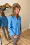 Foxcroft Lainey Pull Over Blouse Indigo