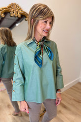 Foxcroft Lainey Pull Over Blouse Olive