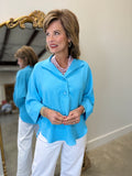 Renuar Double Button Blouse Ocean