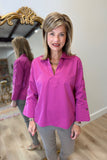 Foxcroft Lainey Pull Over Blouse Pomegranate