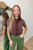 Cosy Tie Striped Sweater Brown
