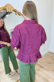 Alissa Ruffle Hem Top Burgundy