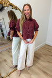 Frilly Dots Top Burgundy