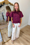 Must Be Fall Tie Top Burgundy
