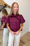 Must Be Fall Tie Top Burgundy