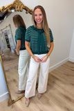 Cosy Tie Striped Sweater Green