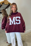 Mississippi Reversible Mock Neck Sweatshirt Maroon