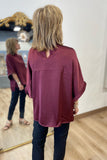 Maeve Mock Neck Top Burgundy